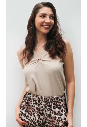 Camiseta Para Mujer Manga Sisa Beige Marca L&H