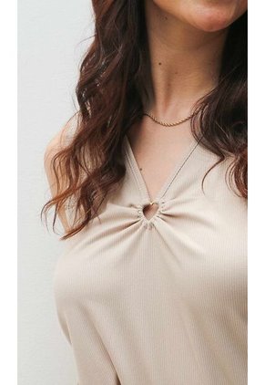 Camiseta Para Mujer Manga Sisa Beige Marca L&H