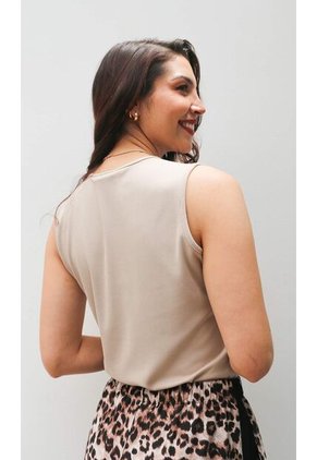 Camiseta Para Mujer Manga Sisa Beige Marca L&H