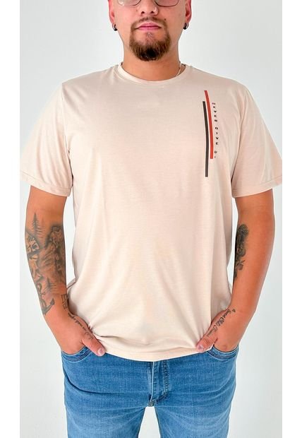 T-Shirt Para Hombre Manga Corta Beige Marca L&H