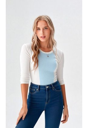 Camiseta Para Mujer Manga Larga Azul Marca L&H