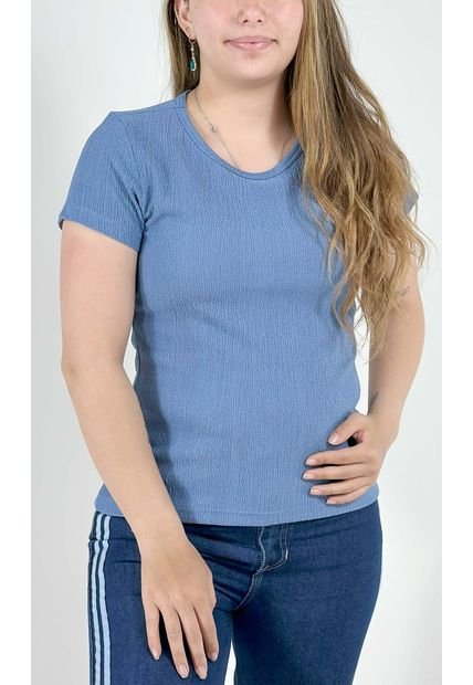 Camiseta Para Mujer Manga Corta Azul Marca L&H