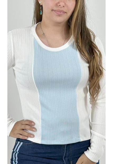 Camiseta Para Mujer Manga Larga Azul Marca L&H