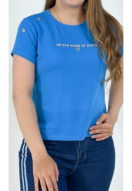 Camiseta Para Mujer Manga Corta Azul Turquesa Marca L&H
