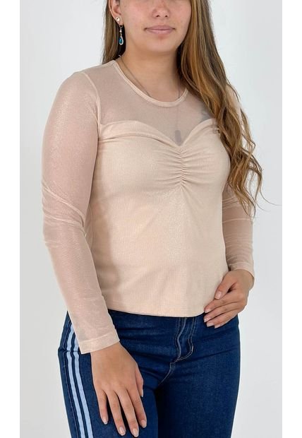Camiseta Para Mujer Manga 3/4 Beige Marca L&H