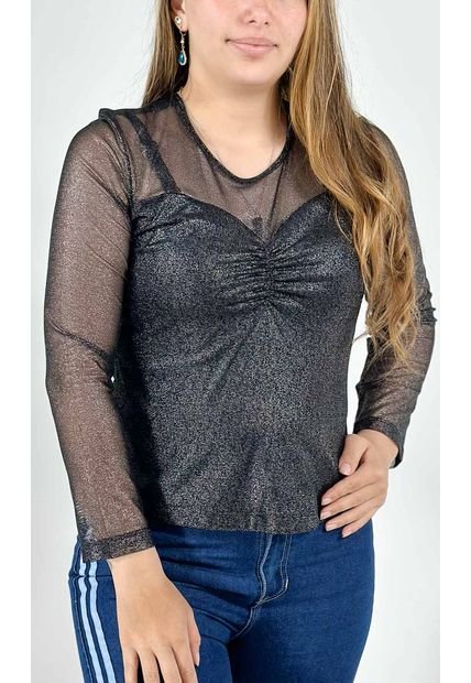 Camiseta Para Mujer Manga 3/4 Negro Marca L&H