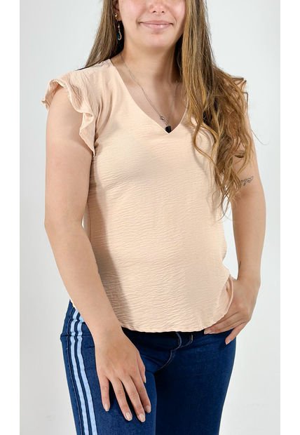 Blusa Para Mujer Manga Corta Beige Marca L&H