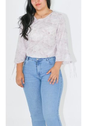 Blusa Para Mujer Manga 3/4 Cafe Marca L&H Ref. 8E412044