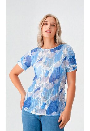 Blusa Para Mujer Manga Corta Azul Marca L&H Ref. 5P412245