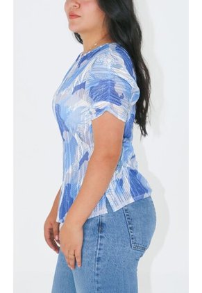 Blusa Para Mujer Manga Corta Azul Marca L&H Ref. 5P412245