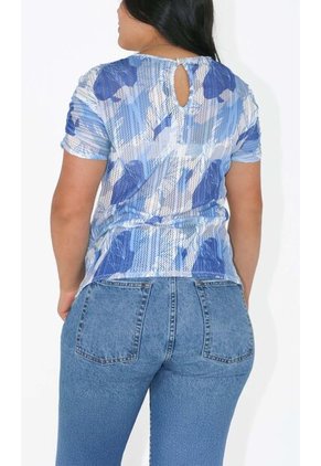 Blusa Para Mujer Manga Corta Azul Marca L&H Ref. 5P412245