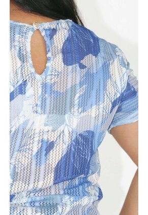 Blusa Para Mujer Manga Corta Azul Marca L&H Ref. 5P412245
