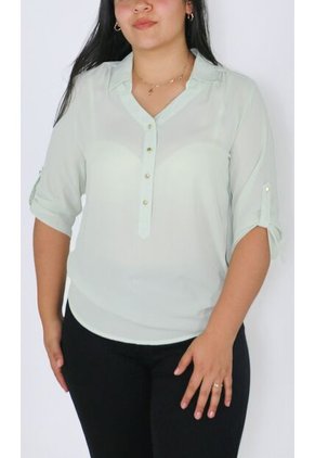 Blusa Para Mujer Manga 3/4 Verde Marca L&H Ref. 1F412457