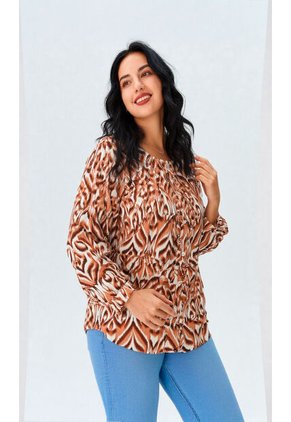 Blusa Para Mujer Manga 3/4 Cafe Marca L&H Ref. 1F412690