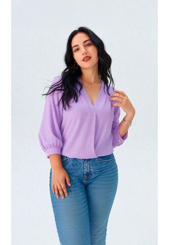 Blusa Para Mujer Manga 3/4 Lila Marca L&H Ref. 2J412266 L&H