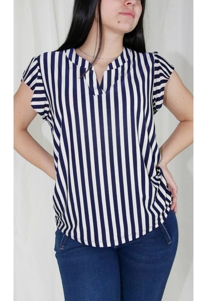 Camiseta Para Mujer Manga Corta Azul Marca L&H