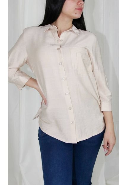 Blusa Para Mujer Manga 3/4 Beige Marca L&H
