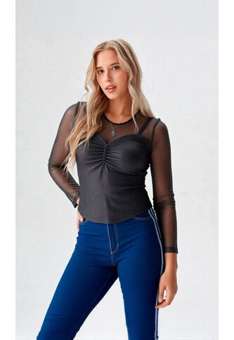 Camiseta Para Mujer Manga 3/4 Negro Marca L&H L&H