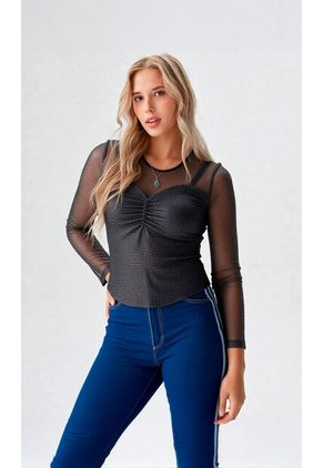 Camiseta Para Mujer Manga 3/4 Negro Marca L&H