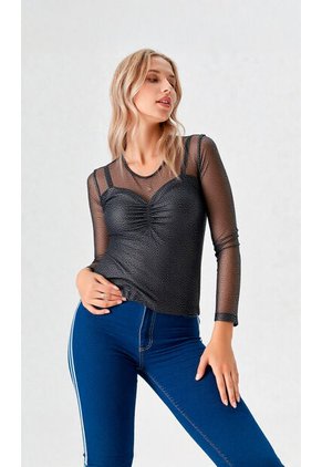 Camiseta Para Mujer Manga 3/4 Negro Marca L&H