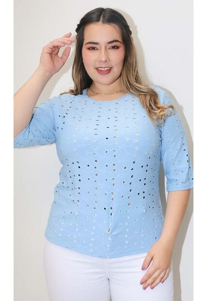 Camiseta Para Mujer. Manga 3/4 Azul Marca L&H