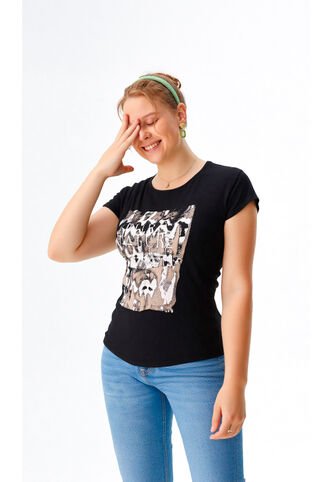 Camiseta Para Mujer Manga 3/4 Negro Marca L&H Ref. 5G409220 L&H