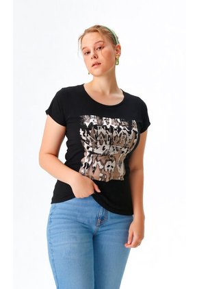 Camiseta Para Mujer Manga 3/4 Negro Marca L&H Ref. 5G409220