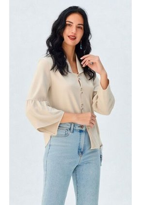 Blusa Para Mujer Manga 3/4 Beige Marca L&H