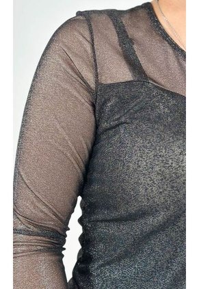 Camiseta Para Mujer Manga 3/4 Negro Marca L&H