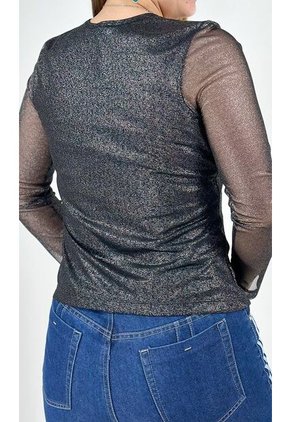 Camiseta Para Mujer Manga 3/4 Negro Marca L&H