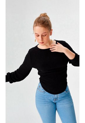 Camiseta Para Mujer Manga 3/4 Negro Marca L&H Ref. 3Za409001