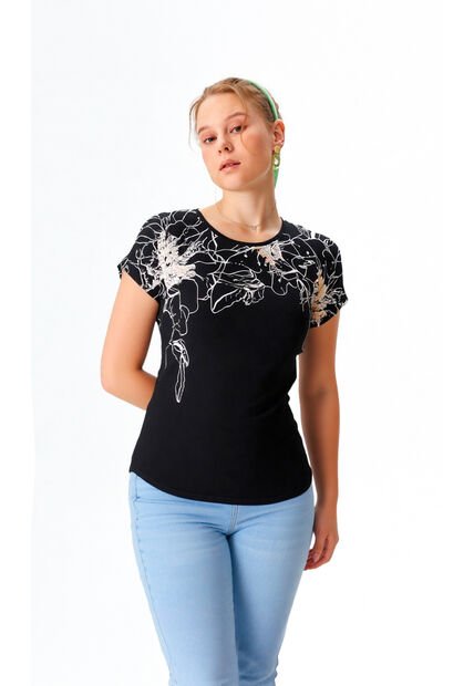 Camiseta Para Mujer Manga Corta Negro Marca L&H Ref. 5G409234