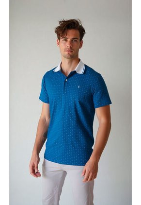 Polo Para Hombre Manga Corta Azul Marca L&H Ref. 4K109109