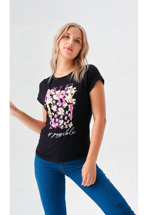 Camiseta Para Mujer Manga Corta Negro Marca L&H Ref. 5G409241