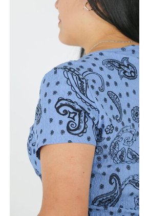 Camiseta Para Mujer Manga Corta Azul Marca L&H Ref. 4R409219