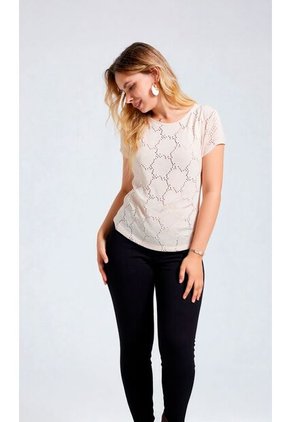 Camiseta Para Mujer Manga Corta Beige Marca L&H Ref. 5P409039