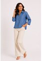 Blusa Para Mujer Manga 3/4 Azul Indigo Marca L&H Ref. 3K412148 de L&H