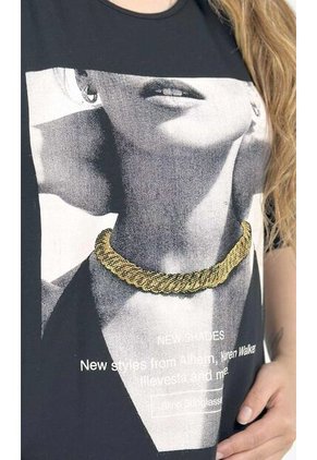 Camiseta Para Mujer Manga 3/4 Negro Marca L&H