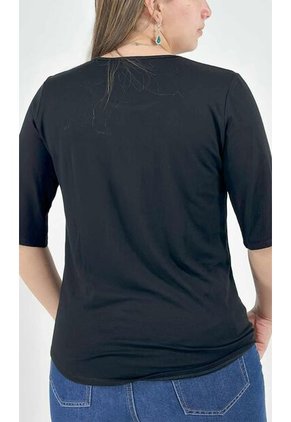Camiseta Para Mujer Manga 3/4 Negro Marca L&H