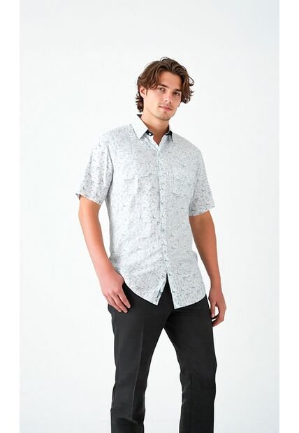 Camisa Para Hombre Manga Corta Blanco Marca L&H