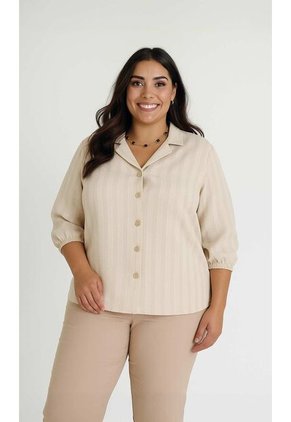 Blusa Para Mujer. Manga 3/4 Beige Marca L&H