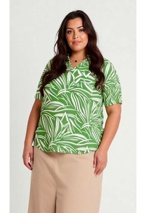 Blusa Para Mujer. Manga Corta Verde Marca L&H