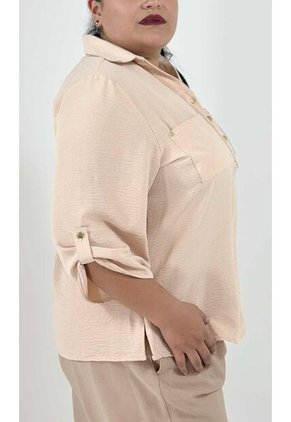 Blusa Para Mujer. Manga 3/4 Beige Marca L&H