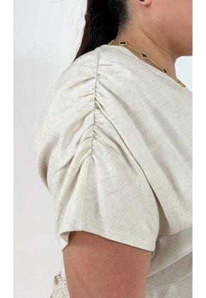 Blusa Para Mujer. Manga Corta Beige Marca L&H