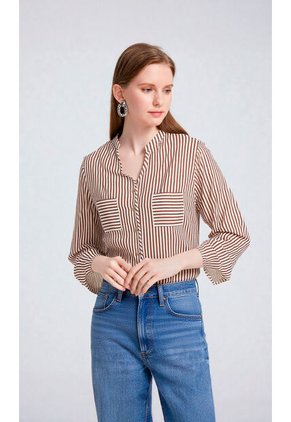 Blusa Para Mujer Manga 3/4 Cafe Marca L&H