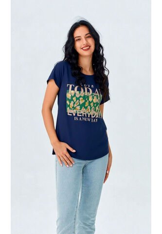 Camiseta Para Mujer Manga Corta Azul Marca L&H L&H