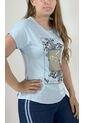 Camiseta Para Mujer Manga Corta Azul Marca L&H de L&H