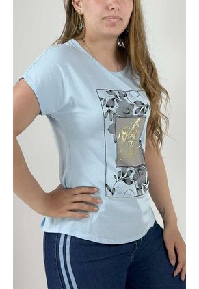 Camiseta Para Mujer Manga Corta Azul Marca L&H