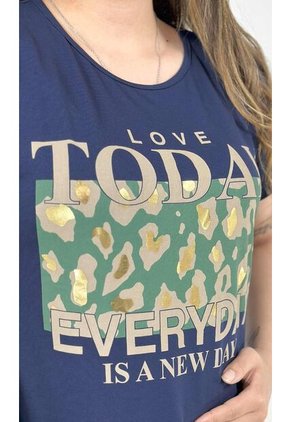 Camiseta Para Mujer Manga Corta Azul Marca L&H