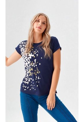 Camiseta Para Mujer Manga Corta Azul Marca L&H